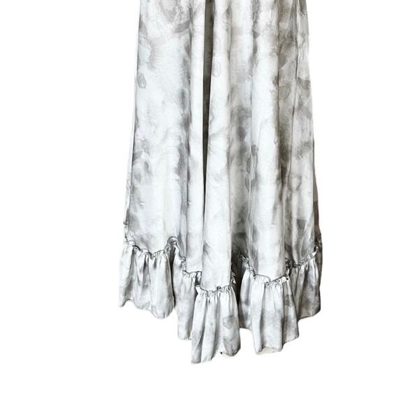 T. ZOVICH Maxi Dress Gray Tie Dye Silver Sleeveless Swing V-Neck Shoulder Ties - Picture 5 of 10